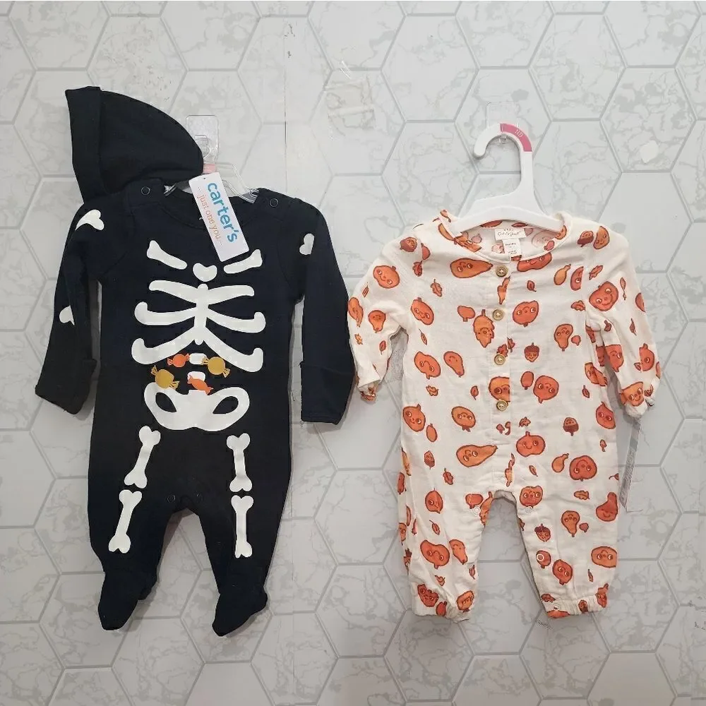 Nwt Unisex Boy's or Girl's Halloween Thanksgiving Clothes Bundle,  Size NB